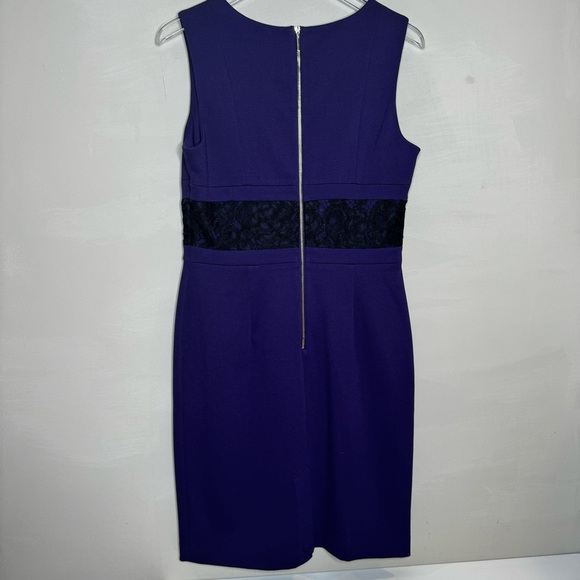 Karl Lagerfeld Paris Women's Purple And Black Lace Inset Sheath Dress - Picture 3 of 11
